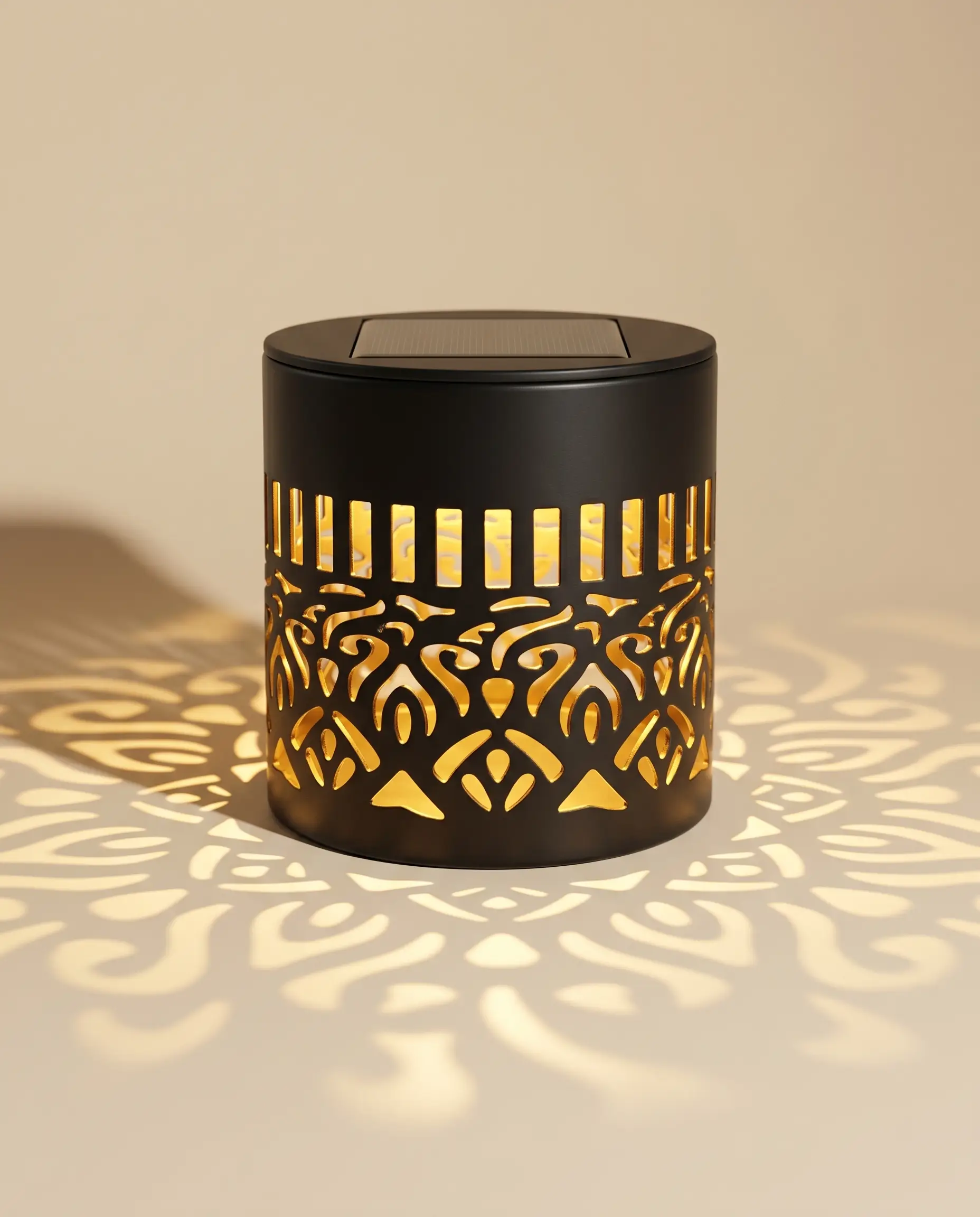 Soluna solar mandala projection light glowing warm gold